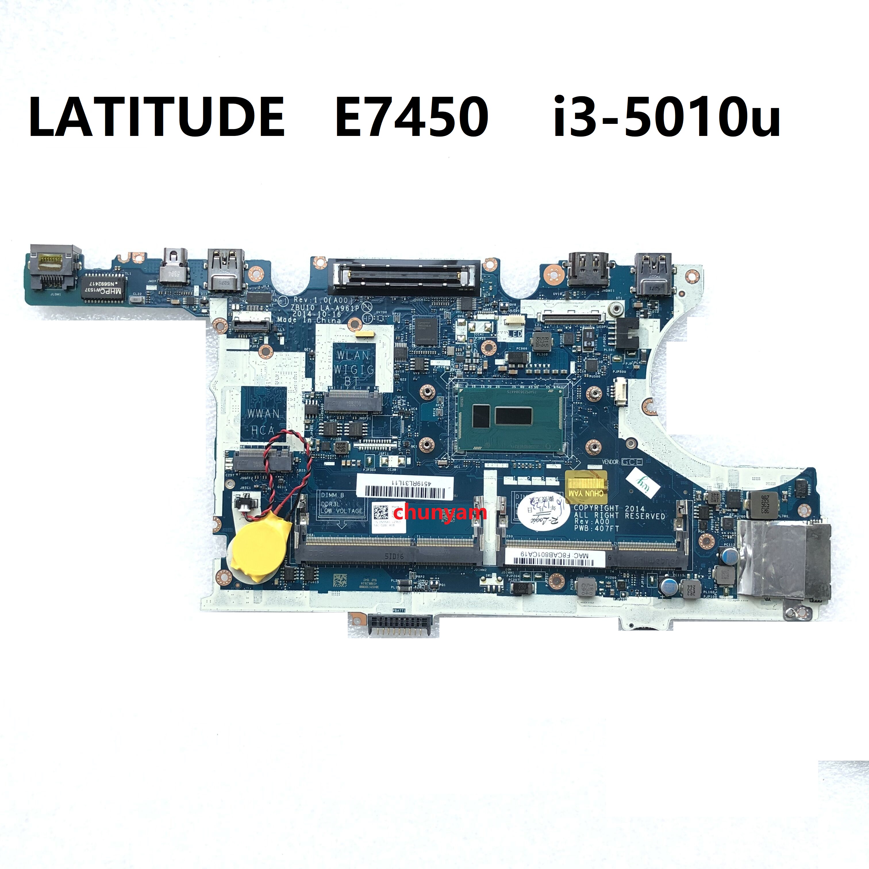 ο LA-A961P i3-5010U Latitude 14 E7450 Ʈ Ʈ..